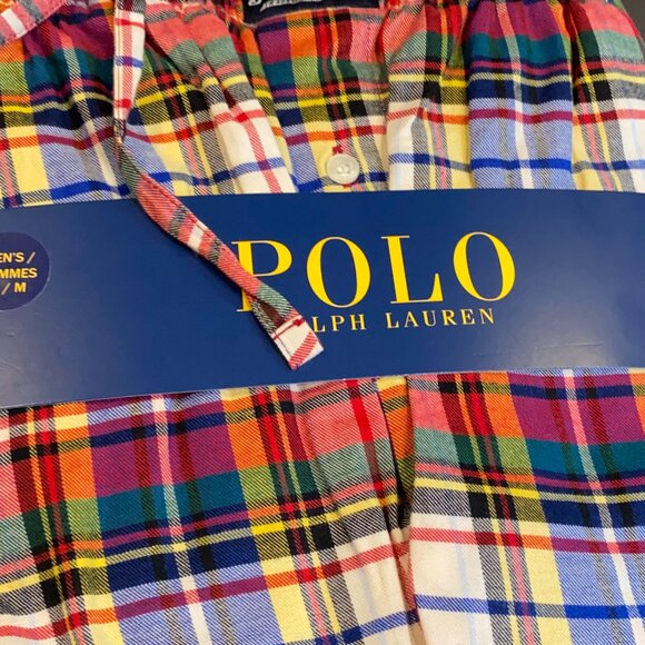 Men Polo Ralph Lauren 2-Piece 100% Cotton Tartan Plaid Pajamas Sleepwear Set S M - Picture 2 of 6